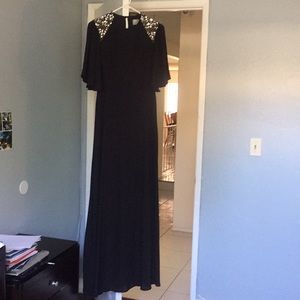 ASOS black full length dress with short sleeves